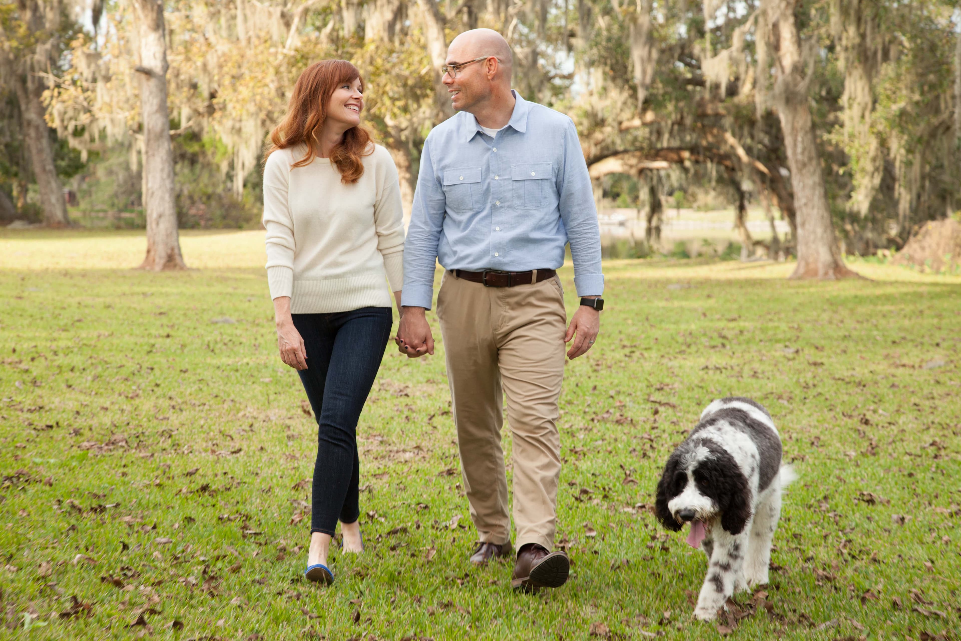 Dennis and Kim Bonnen walking together outdoors